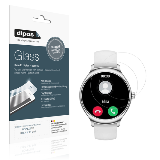 Klare Displayschutzfolie von dipos passend für BOALZETD KT67 1.39 Zoll, 9H kratzfest und blasenfrei montiert