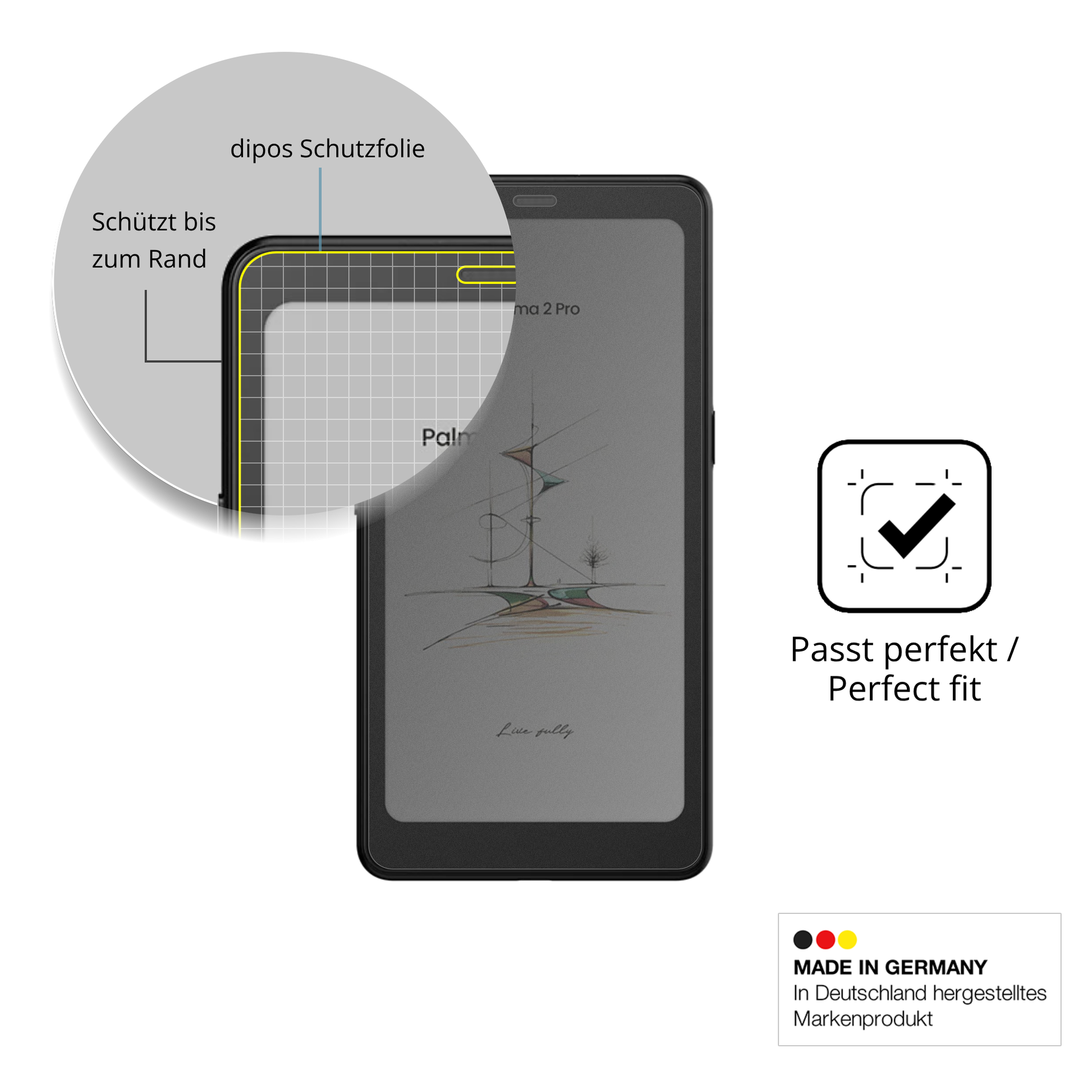 Schutz gegen Kratzer auf dem booxpalma 2 pro Glas durch Schlüssel oder Ähnliches
