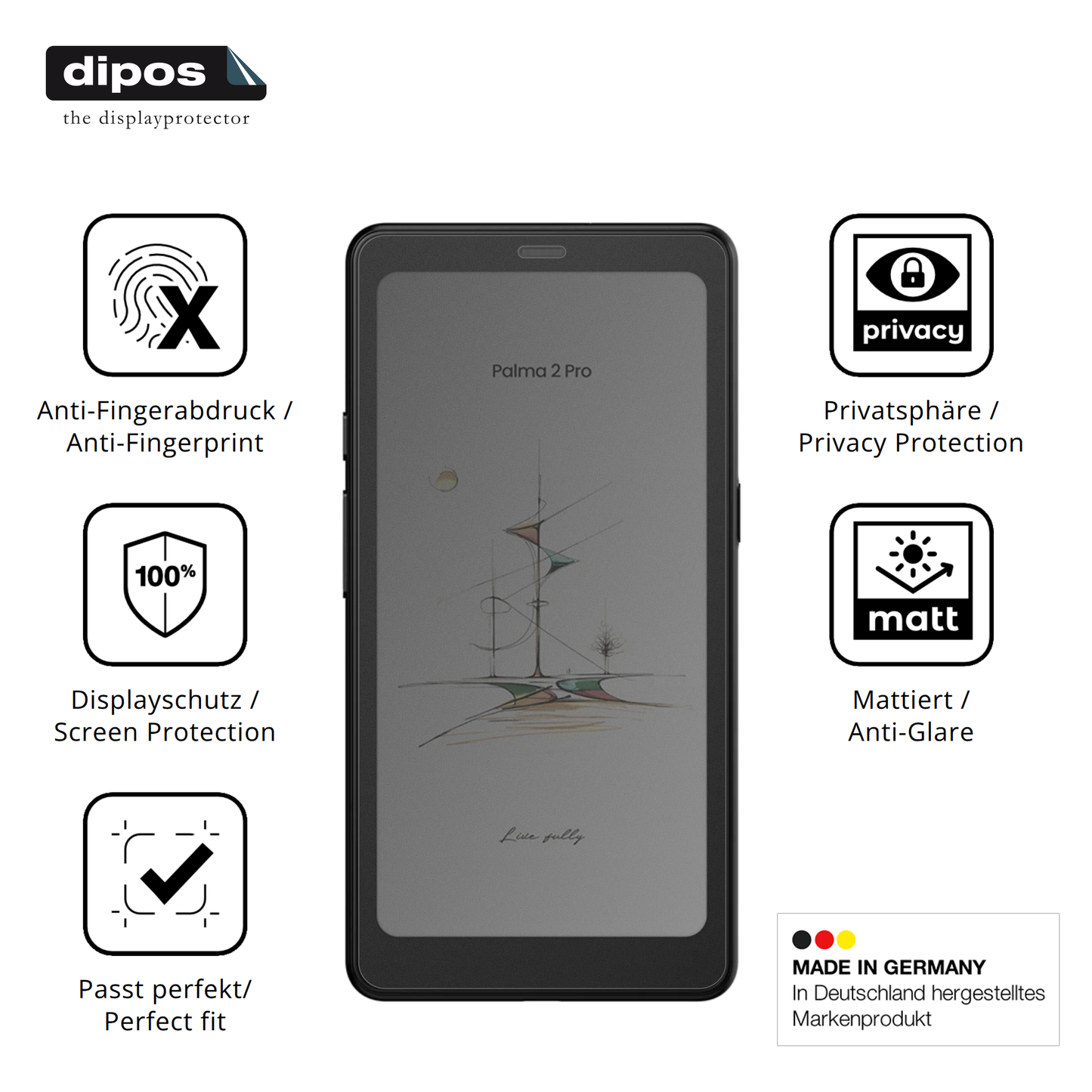 Privatsphäre-Schutz durch Sichtschutz-Folie passend zugeschnitten für booxpalma 2 pro