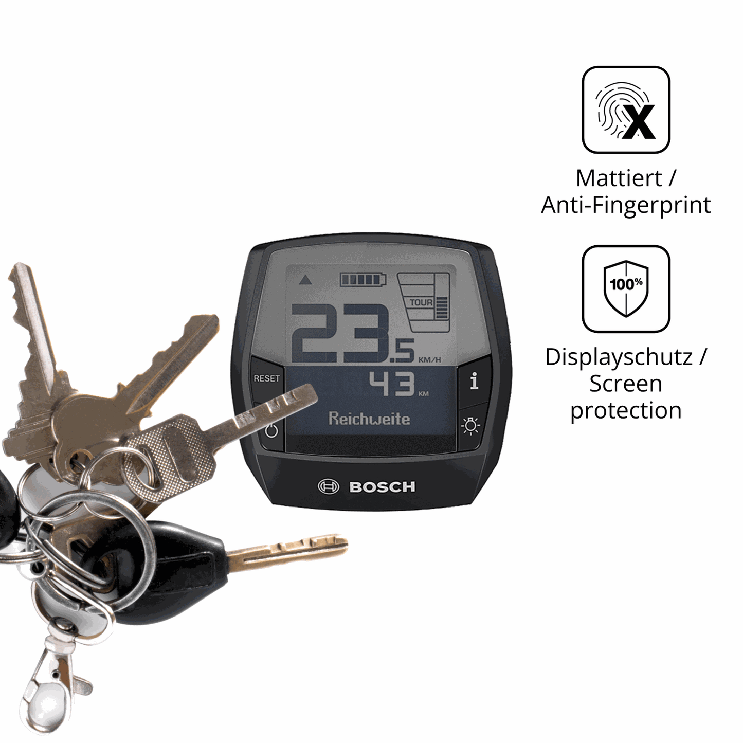 dipos Displayschutz für Bosch Display Intuvia Bui 255, mattierte Oberfläche, Blickschutzfilter und perfekter Passform