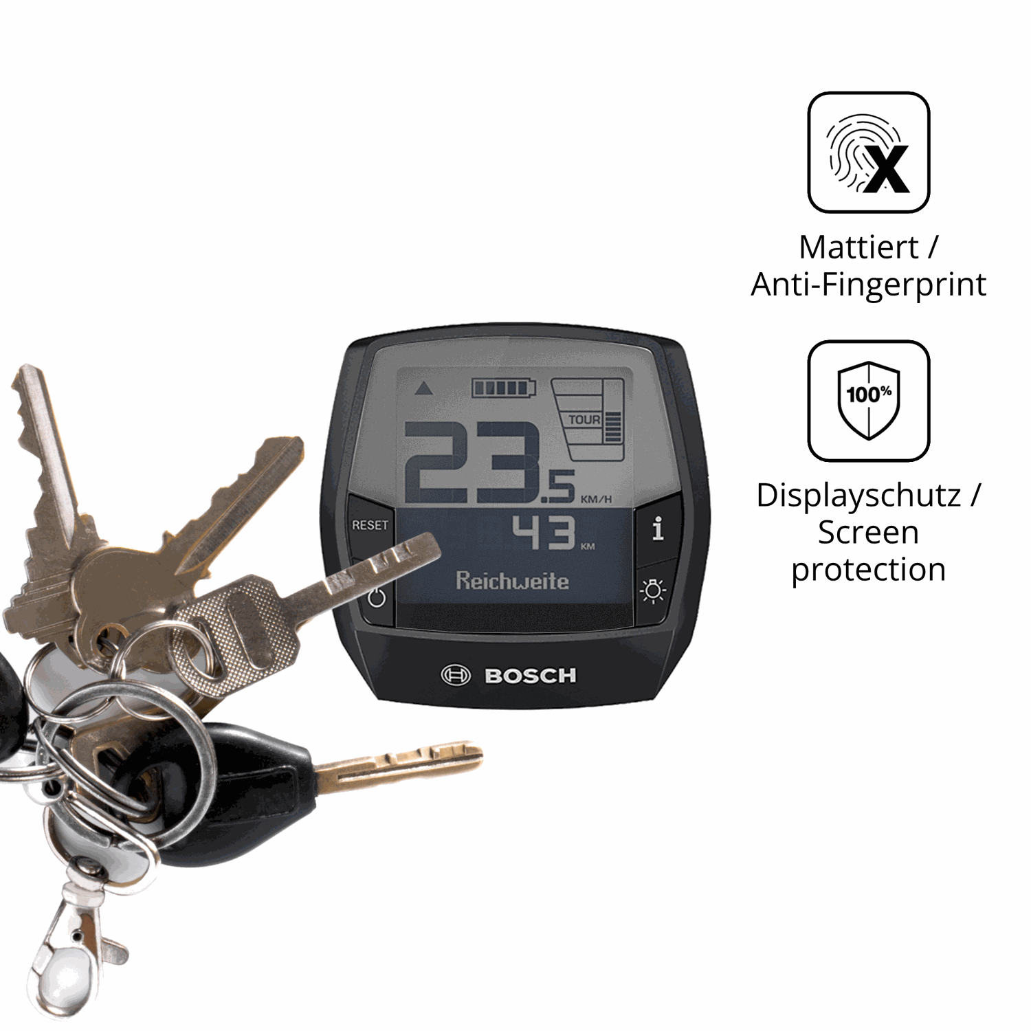 dipos Displayschutz für Bosch Display Intuvia Bui 255, mattierte Oberfläche, Blickschutzfilter und perfekter Passform