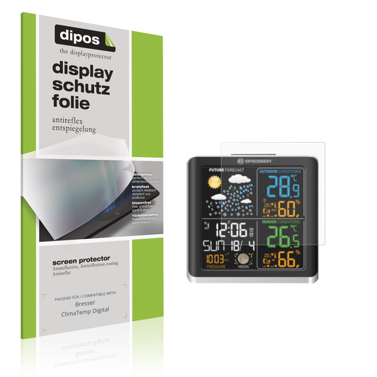 Matte Displayschutzfolie von dipos passend für Bresser ClimaTemp Digital, präziser Zuschnitt und blasenfrei montiert