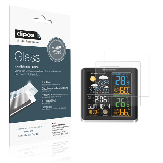 Matte Displayschutzfolie von dipos passend für Bresser ClimaTemp Digital, 9H kratzfest und blasenfrei montiert