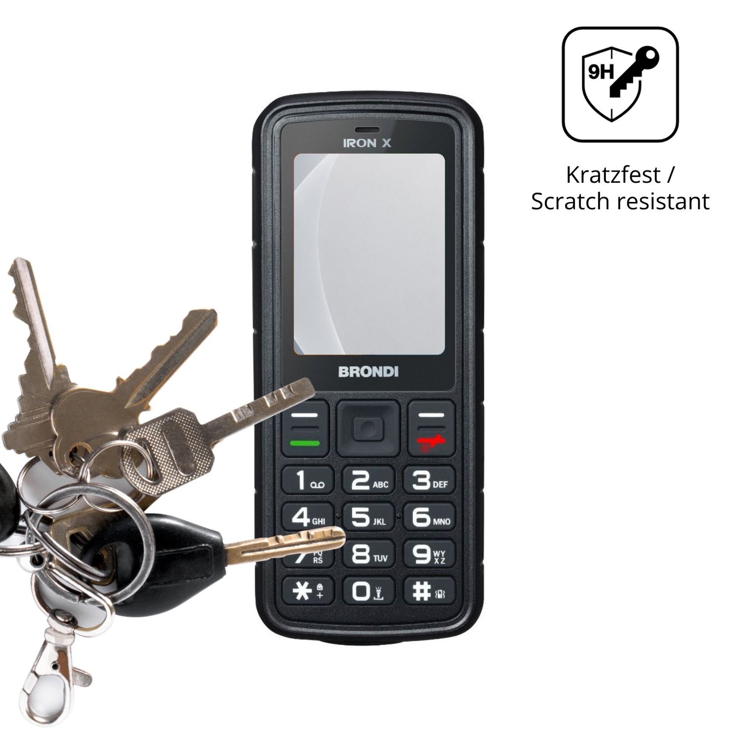 dipos Displayschutz für Brondi Iron X, mattierte Oberfläche, robuste Festigkeit und perfekte Passform