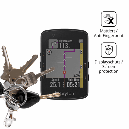 dipos Displayschutz für Bryton Rider 550, mattierte Oberfläche, Blickschutzfilter und perfekter Passform