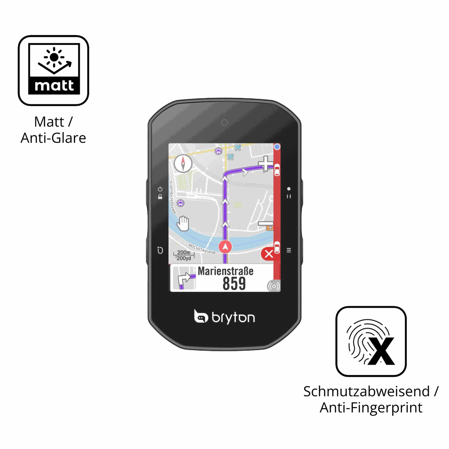 4x Schutzfolie matt für Bryton Rider S500 Display-Schutzfolie