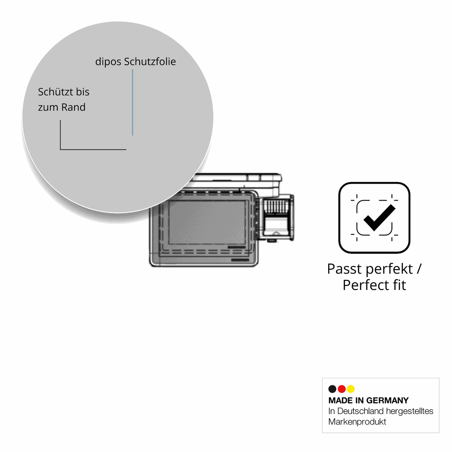 Schutz gegen Kratzer auf dem Bizerba Q1 expert 100 12.1 Zoll Glas durch Schlüssel oder Ähnliches