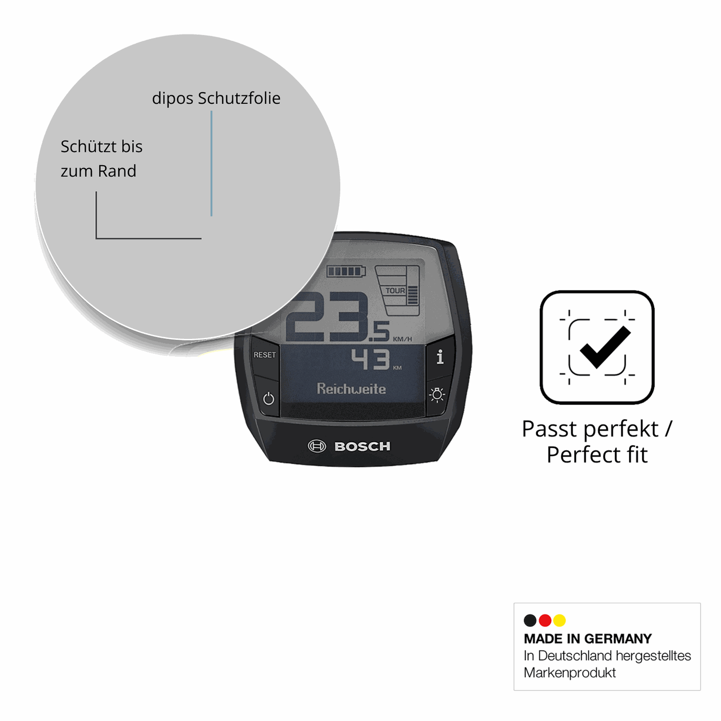 Schutz gegen Kratzer auf dem Bosch Display Intuvia Bui 255 Glas durch Schlüssel oder Ähnliches