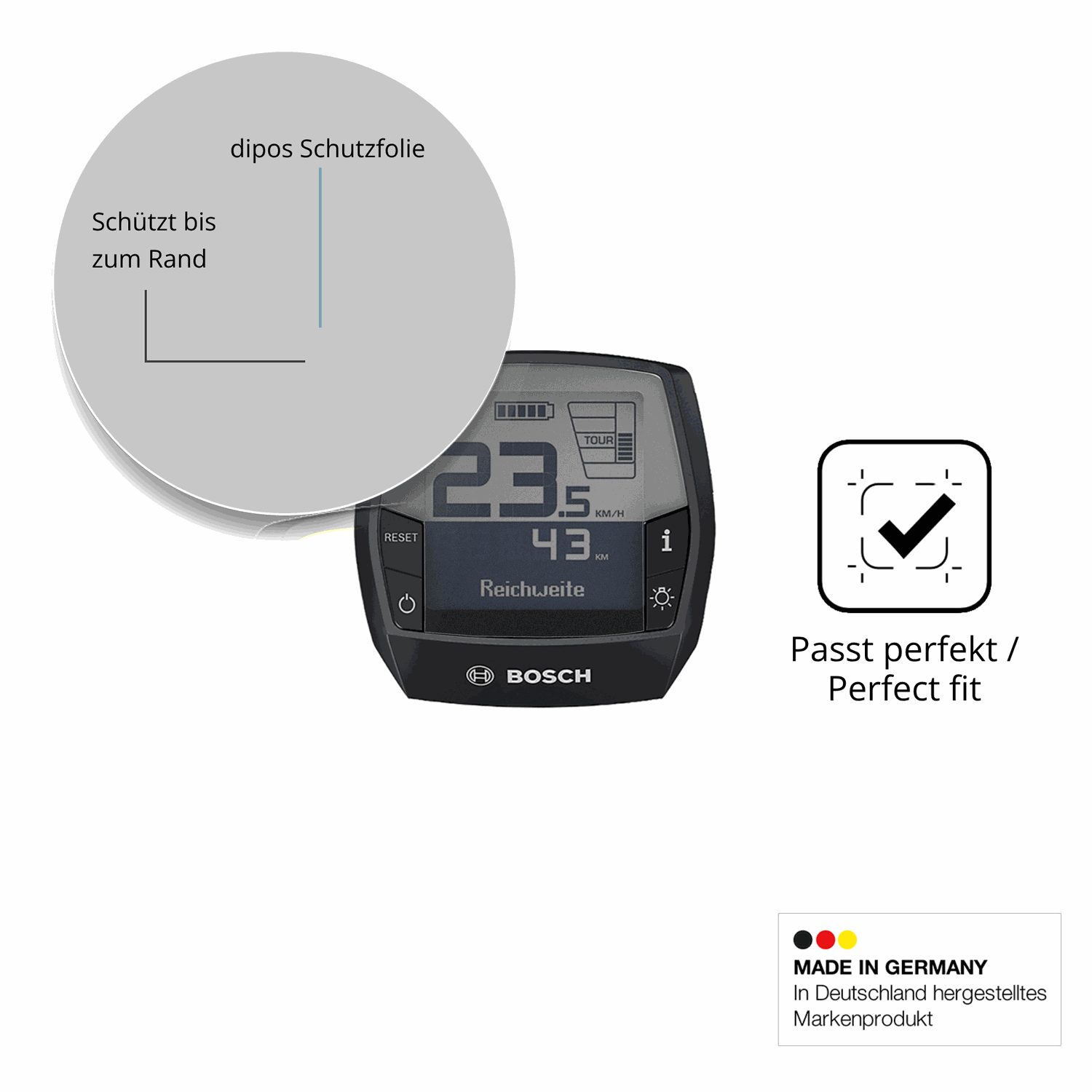 Schutz gegen Kratzer auf dem Bosch Display Intuvia Bui 255 Glas durch Schlüssel oder Ähnliches