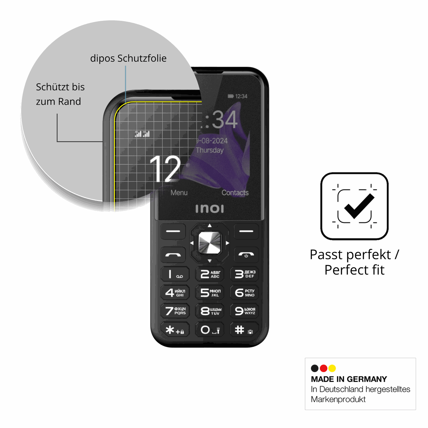 Schutz gegen Kratzer auf dem INOI 340 PowerHub 4G Glas durch Schlüssel oder Ähnliches