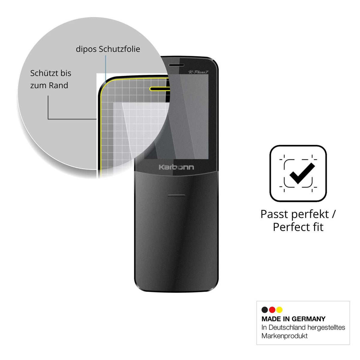 Schutz gegen Kratzer auf dem Karbonn K Phone 7 Glas durch Schlüssel oder Ähnliches