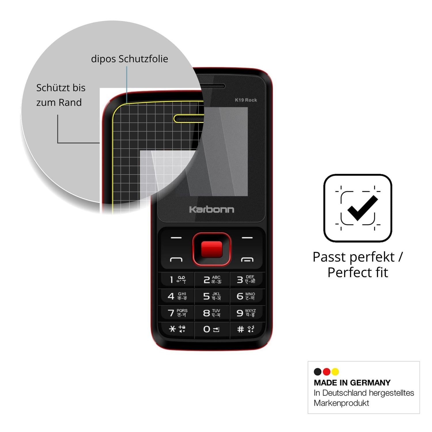 Schutz gegen Kratzer auf dem Karbonn K19 Rock Glas durch Schlüssel oder Ähnliches