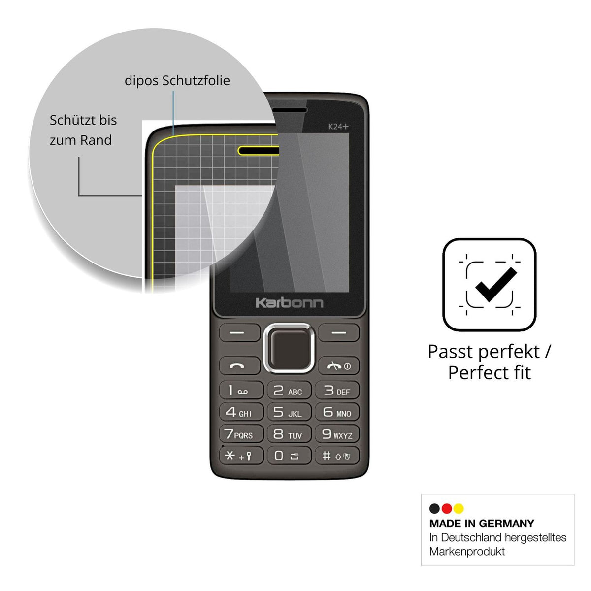 Schutz gegen Kratzer auf dem Karbonn K24 Plus Glas durch Schlüssel oder Ähnliches