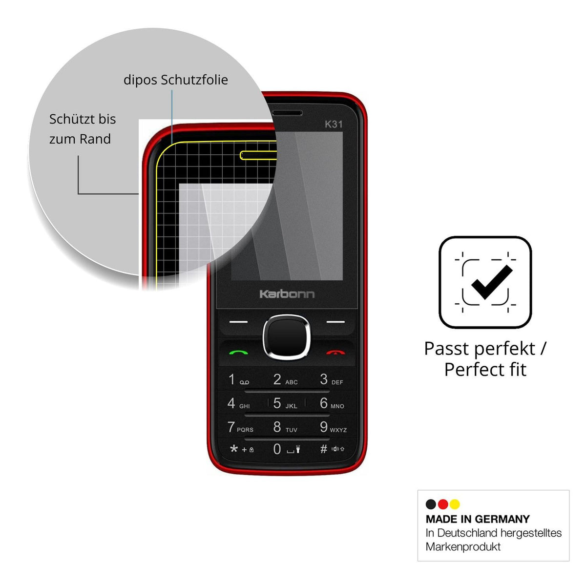 Schutz gegen Kratzer auf dem Karbonn K31 Glas durch Schlüssel oder Ähnliches