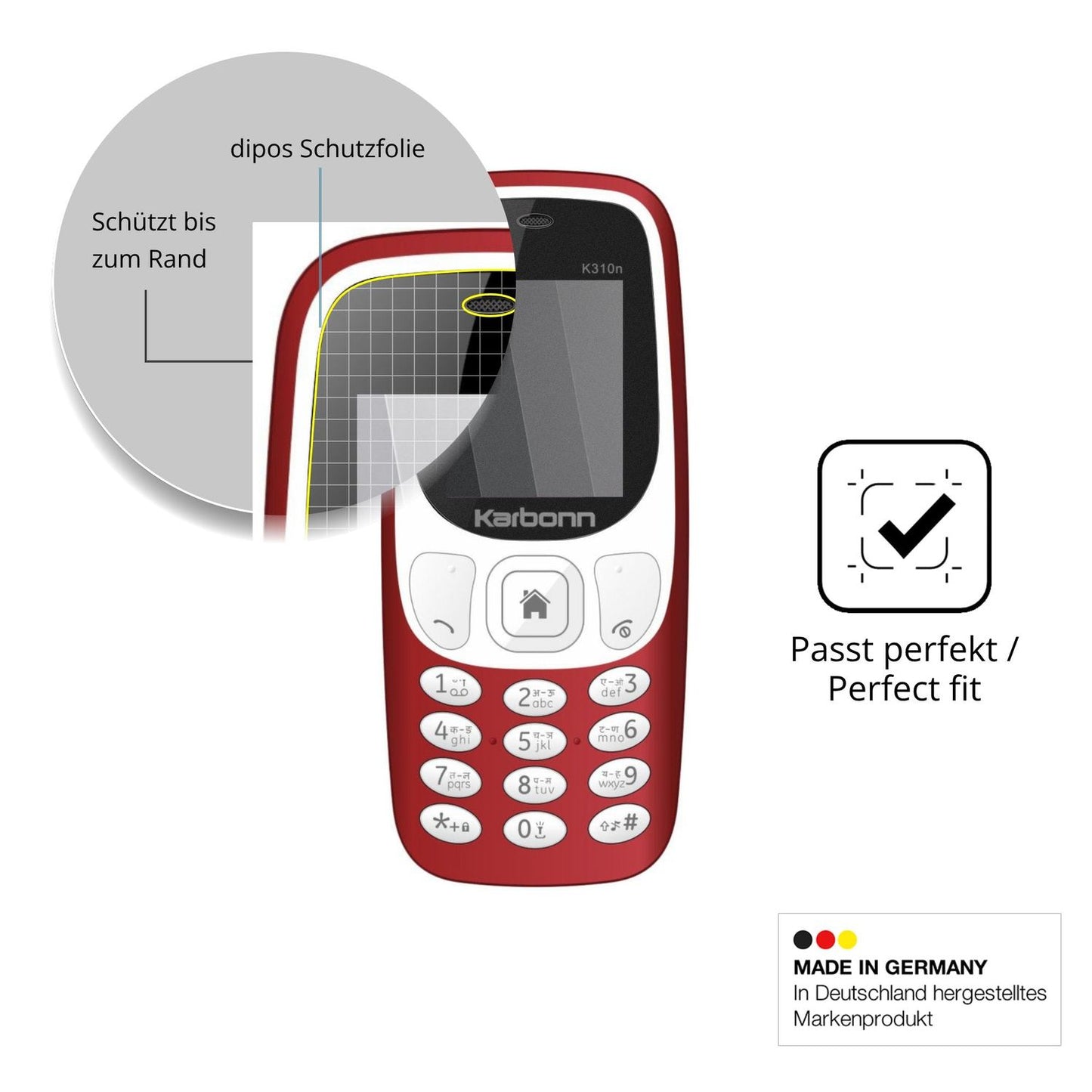 Schutz gegen Kratzer auf dem Karbonn K310n Glas durch Schlüssel oder Ähnliches