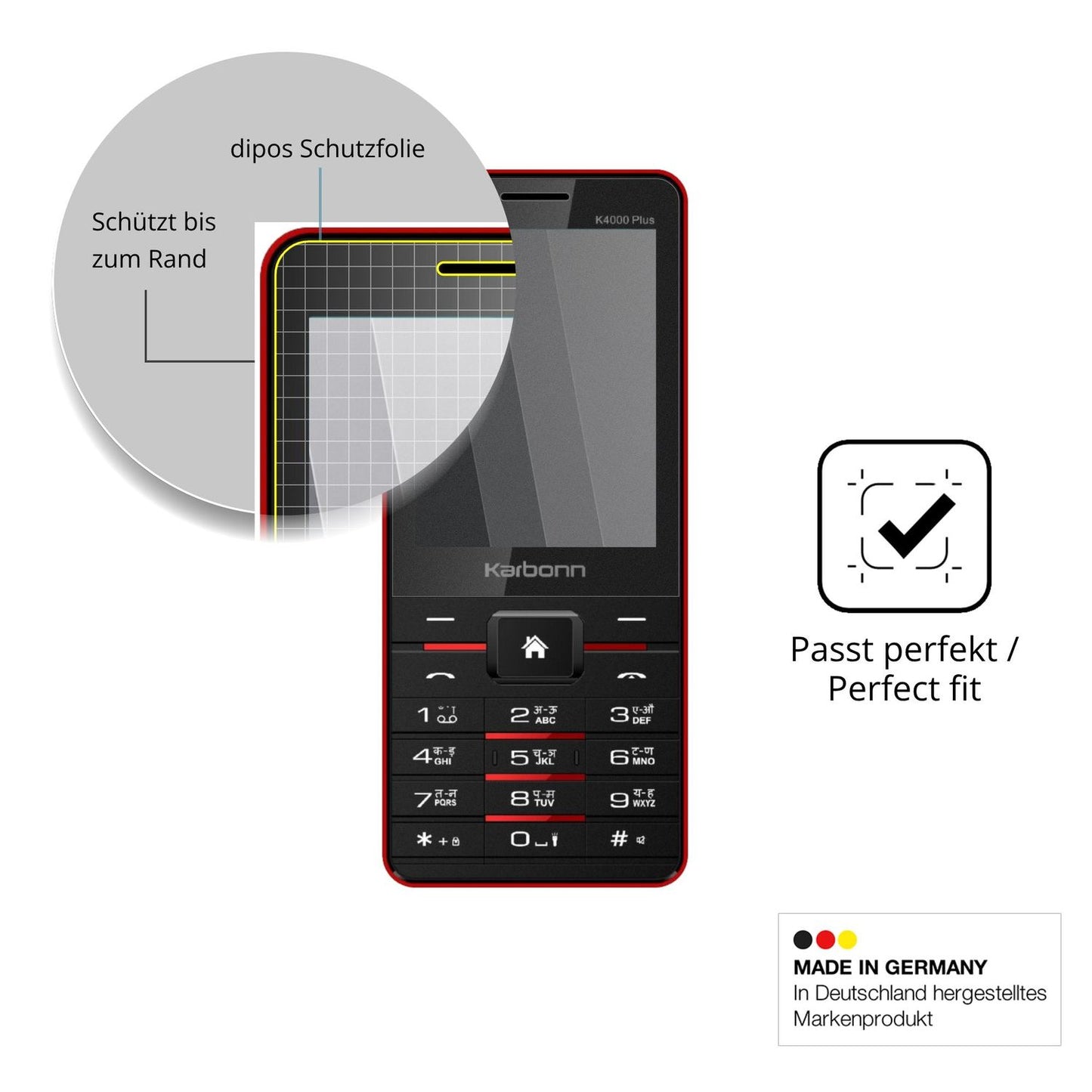 Schutz gegen Kratzer auf dem Karbonn K4000 Plus Glas durch Schlüssel oder Ähnliches