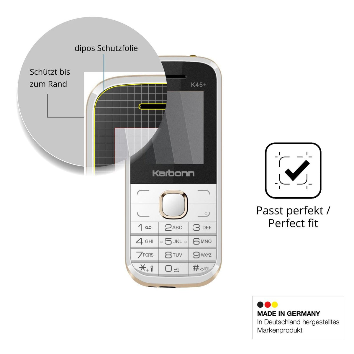 Schutz gegen Kratzer auf dem Karbonn K45 Plus Glas durch Schlüssel oder Ähnliches