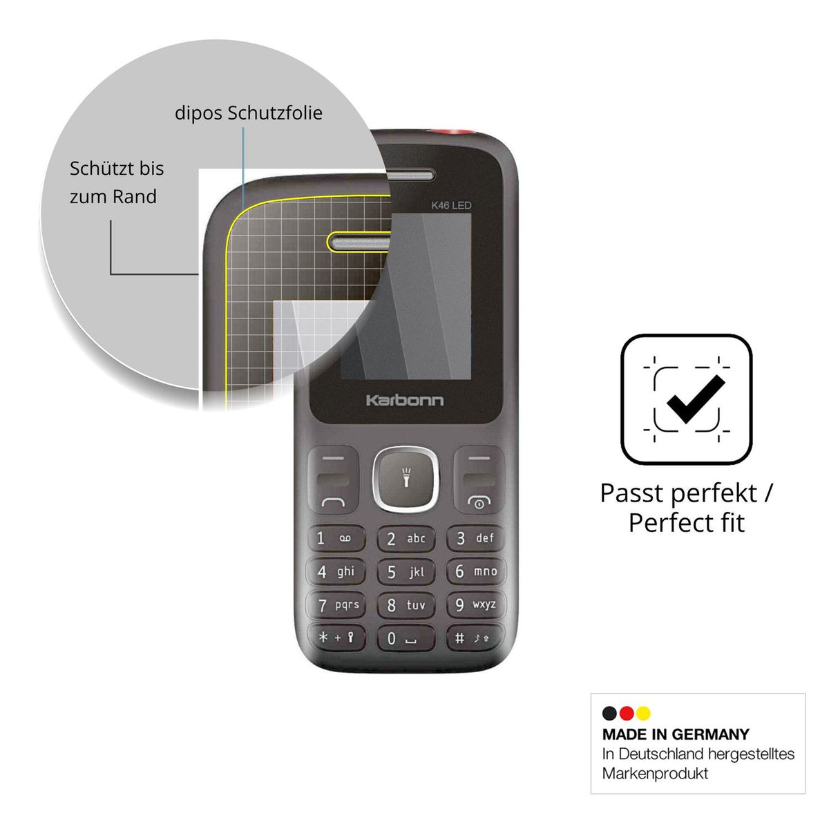 Schutz gegen Kratzer auf dem Karbonn K46 LED Glas durch Schlüssel oder Ähnliches