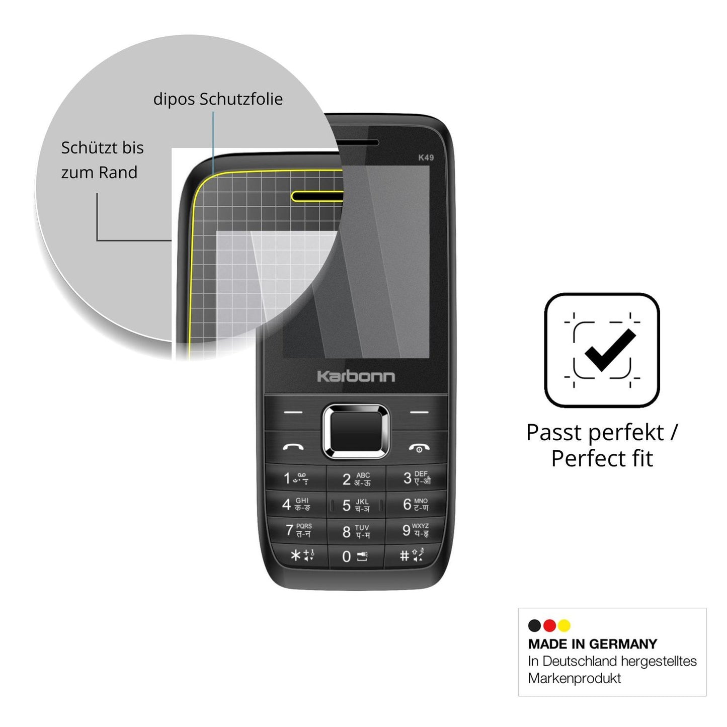 Schutz gegen Kratzer auf dem Karbonn K49 Glas durch Schlüssel oder Ähnliches