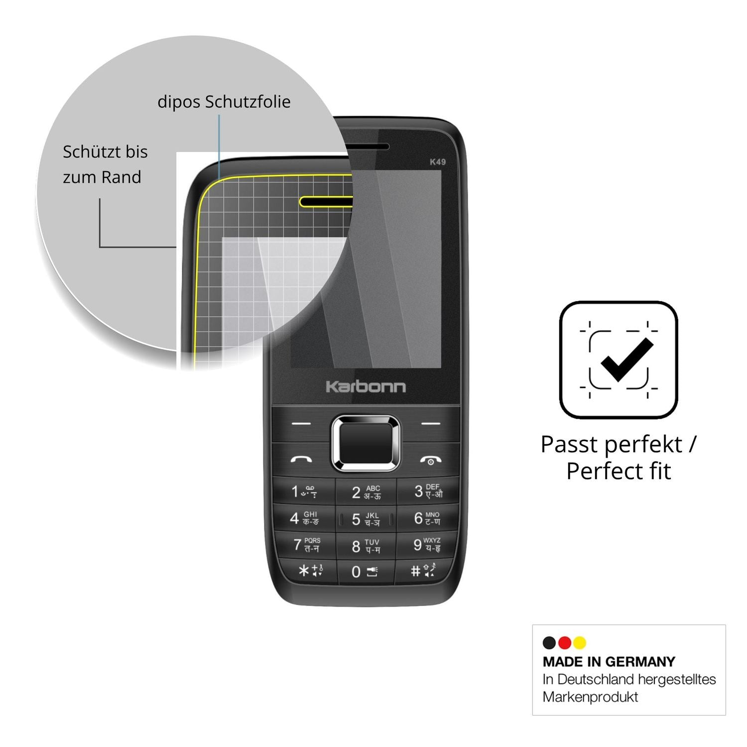 Schutz gegen Kratzer auf dem Karbonn K49 Glas durch Schlüssel oder Ähnliches