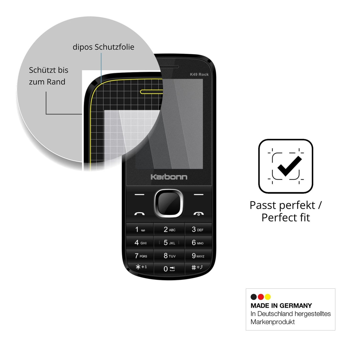 Schutz gegen Kratzer auf dem Karbonn K49 Rock Glas durch Schlüssel oder Ähnliches
