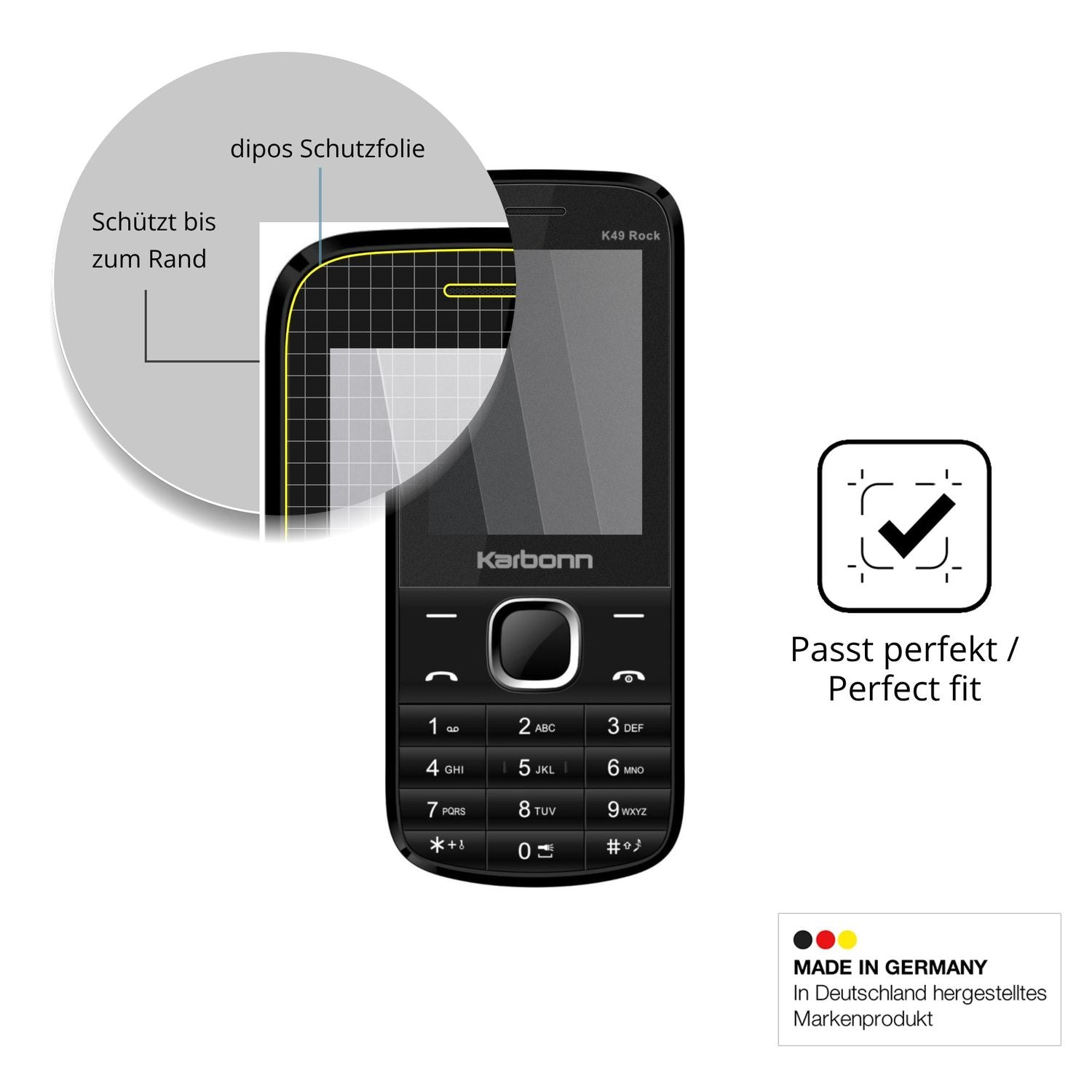 Schutz gegen Kratzer auf dem Karbonn K49 Rock Glas durch Schlüssel oder Ähnliches