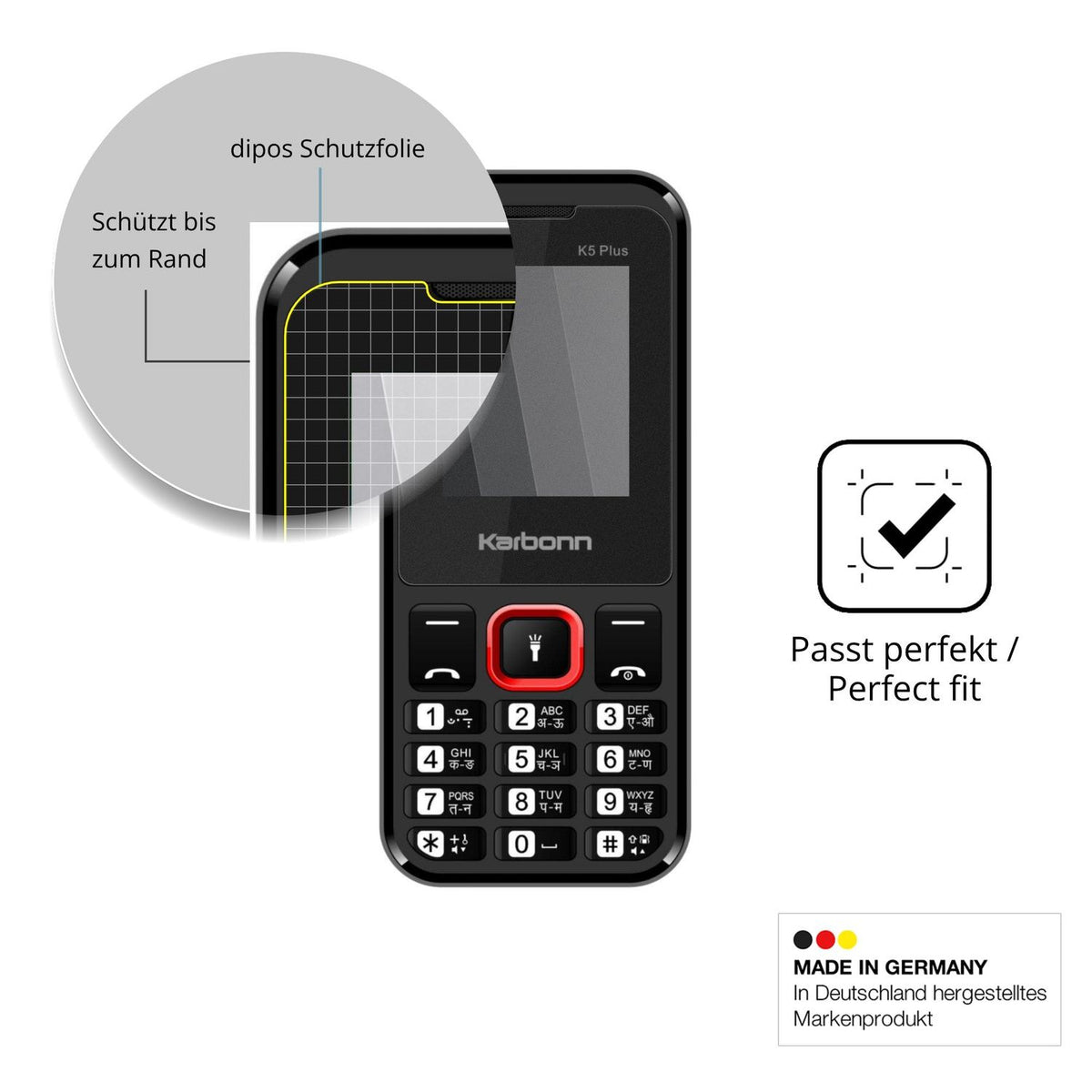 Schutz gegen Kratzer auf dem Karbonn K5 Plus Glas durch Schlüssel oder Ähnliches