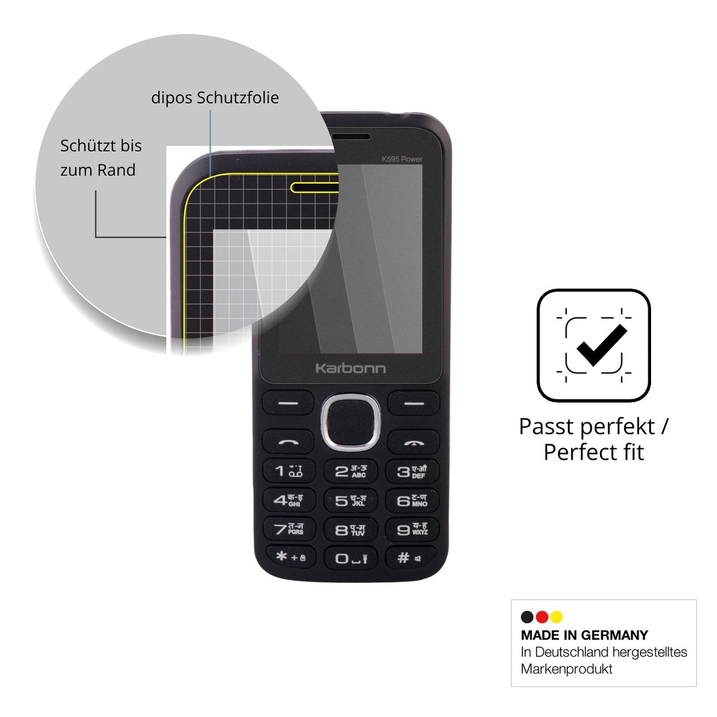 Schutz gegen Kratzer auf dem Karbonn K595 Power Glas durch Schlüssel oder Ähnliches