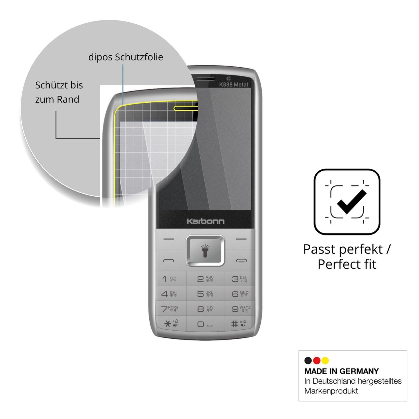 Schutz gegen Kratzer auf dem Karbonn K888 Metal Glas durch Schlüssel oder Ähnliches