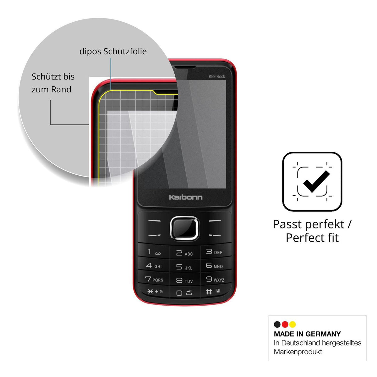 Schutz gegen Kratzer auf dem Karbonn K99 Rock Glas durch Schlüssel oder Ähnliches