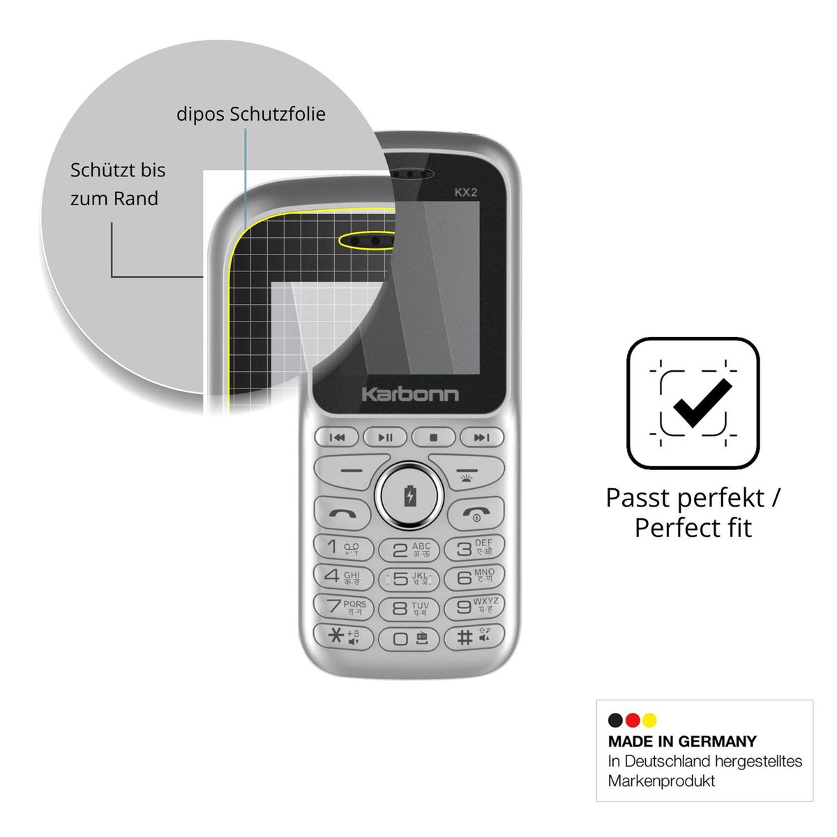 Schutz gegen Kratzer auf dem Karbonn KX2 Glas durch Schlüssel oder Ähnliches