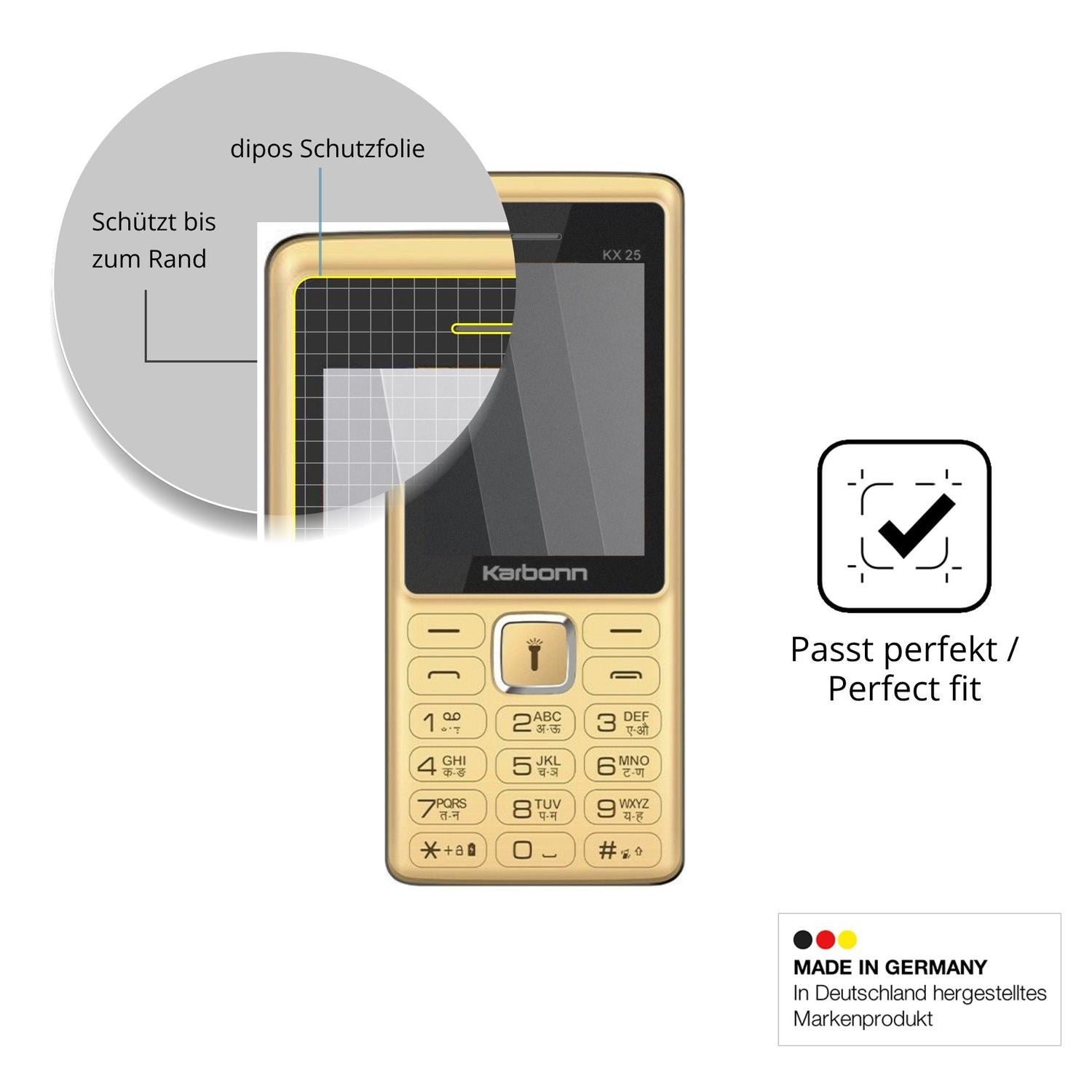 Schutz gegen Kratzer auf dem Karbonn KX25 Glas durch Schlüssel oder Ähnliches