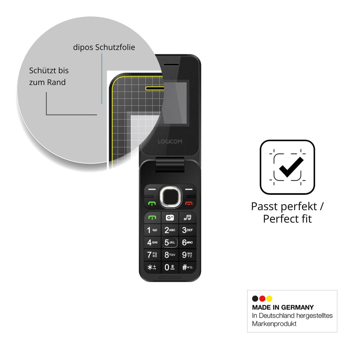 Schutz gegen Kratzer auf dem Logicom Fleep 460 Glas durch Schlüssel oder Ähnliches