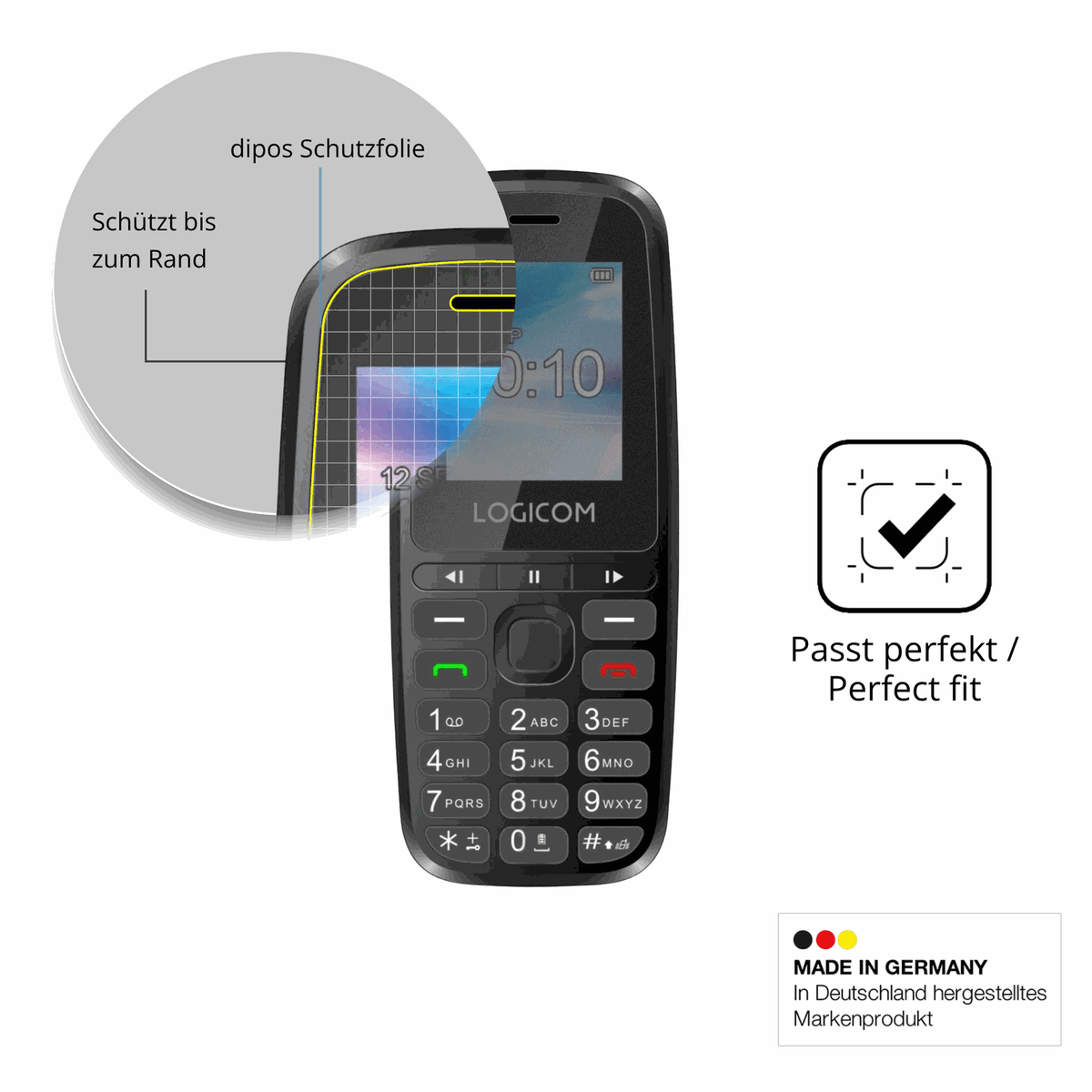 Schutz gegen Kratzer auf dem Logicom P197e Glas durch Schlüssel oder Ähnliches
