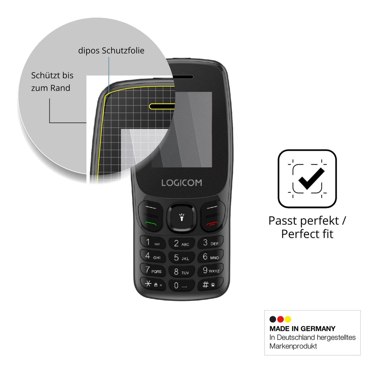 Schutz gegen Kratzer auf dem Logicom Posh 405 Glas durch Schlüssel oder Ähnliches