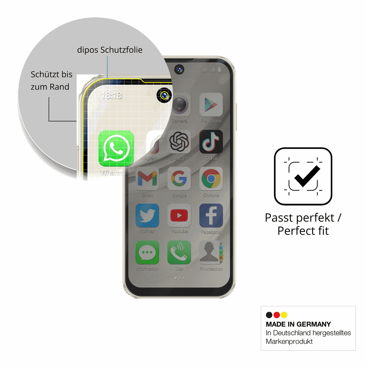 Schutz gegen Kratzer auf dem Longben XS19 Pro Glas durch Schlüssel oder Ähnliches