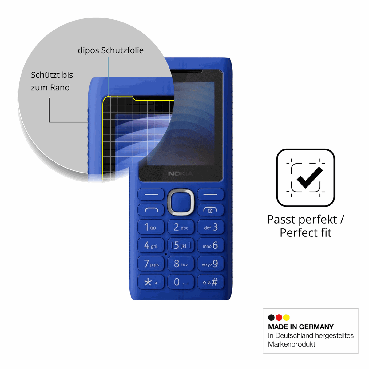 Schutz gegen Kratzer auf dem Nokia 110 Power Glas durch Schlüssel oder Ähnliches