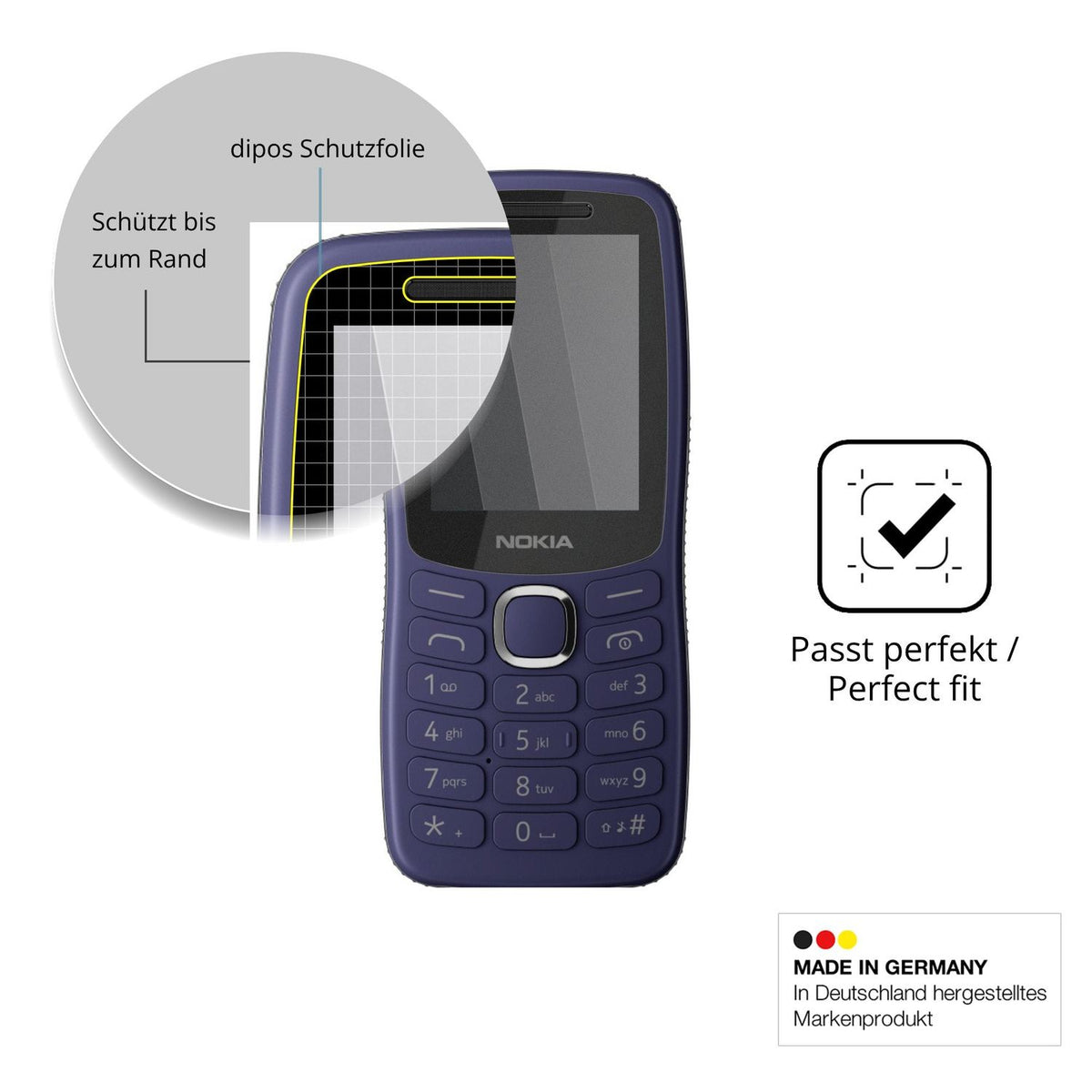 Schutz gegen Kratzer auf dem Nokia 123 Shield Glas durch Schlüssel oder Ähnliches