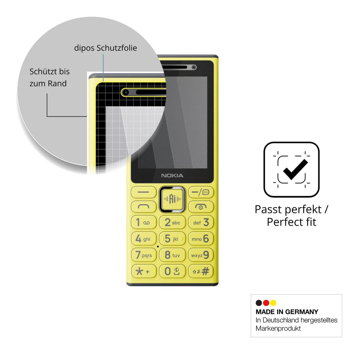 Schutz gegen Kratzer auf dem Nokia 200 4G Glas durch Schlüssel oder Ähnliches