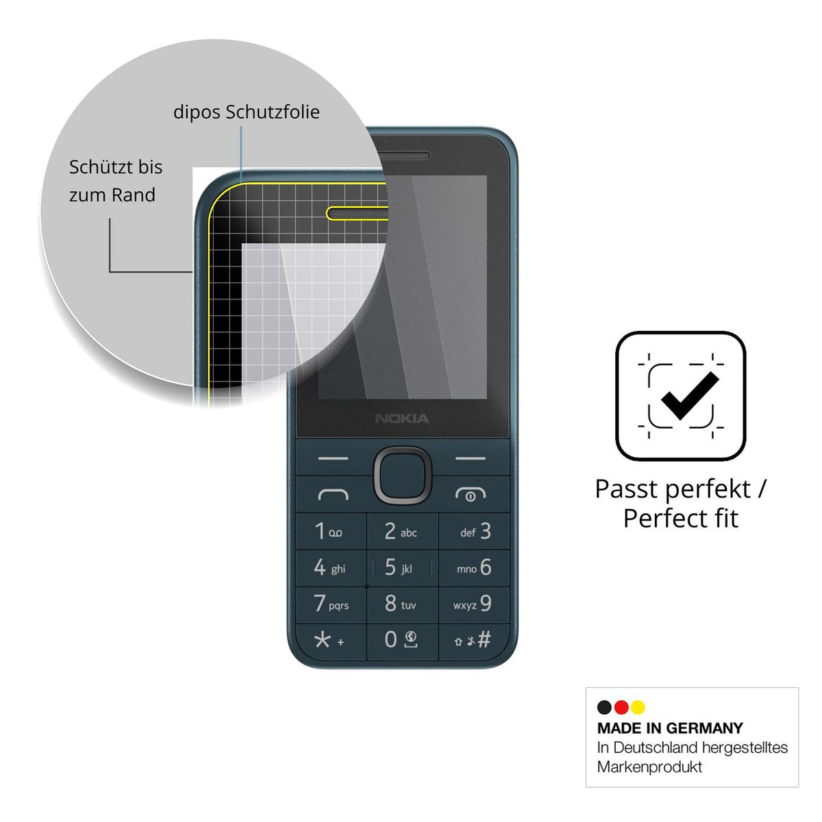 Schutz gegen Kratzer auf dem Nokia 225 4G Glas durch Schlüssel oder Ähnliches