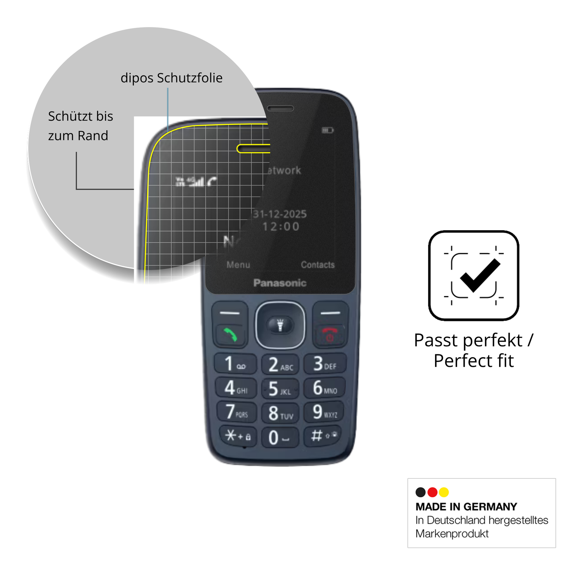 Schutz gegen Kratzer auf dem Panasonic KX-TF400 Glas durch Schlüssel oder Ähnliches