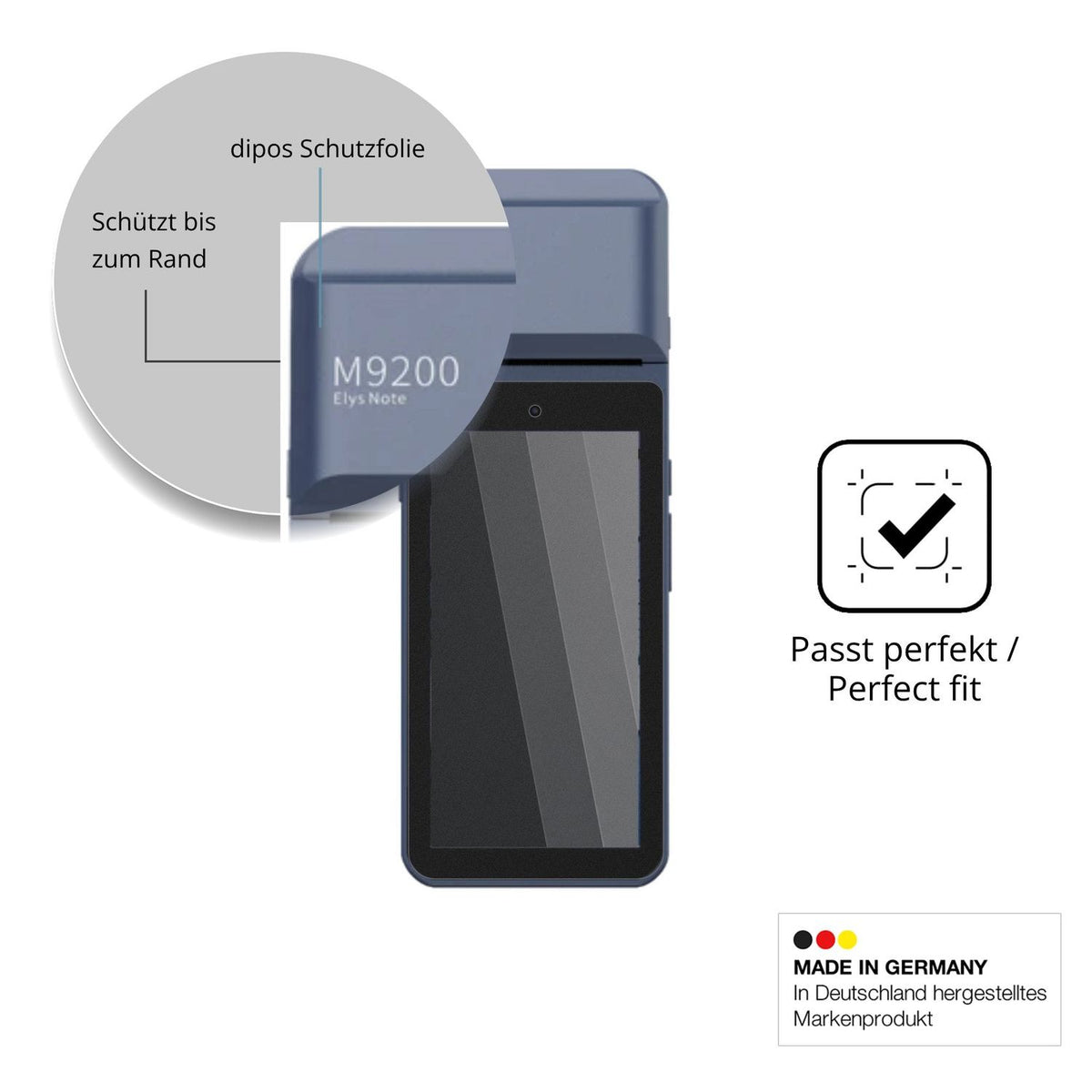 Schutz gegen Kratzer auf dem Pax M9200 Glas durch Schlüssel oder Ähnliches