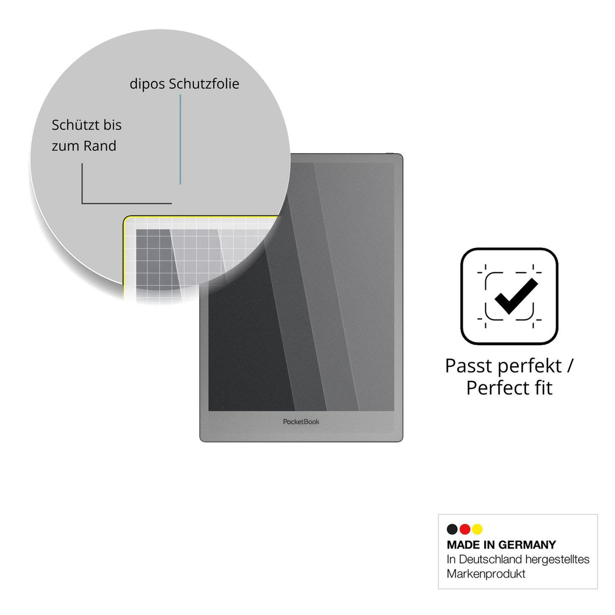 Schutz gegen Kratzer auf dem PocketBook InkPad One Glas durch Schlüssel oder Ähnliches