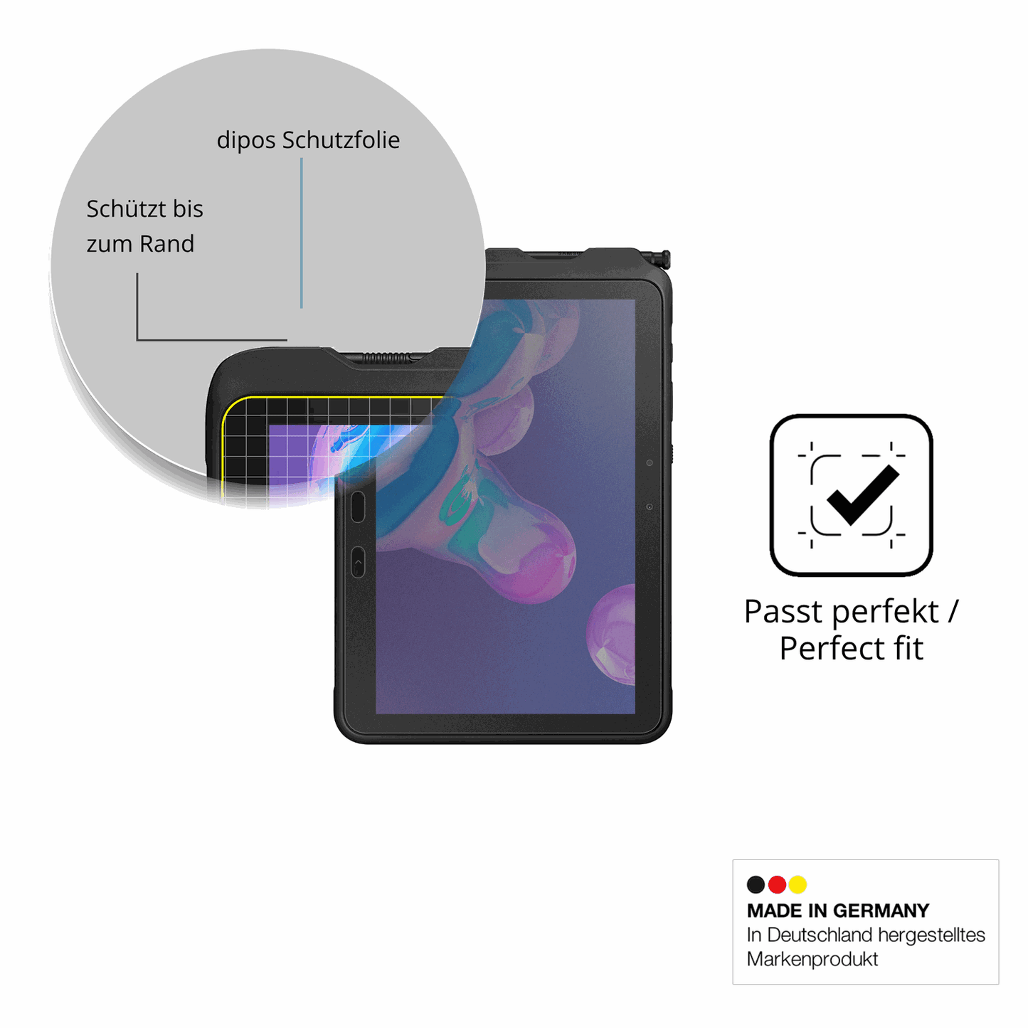 Schutz gegen Kratzer auf dem Samsung Galaxy Tab Active 5 Pro Glas durch Schlüssel oder Ähnliches