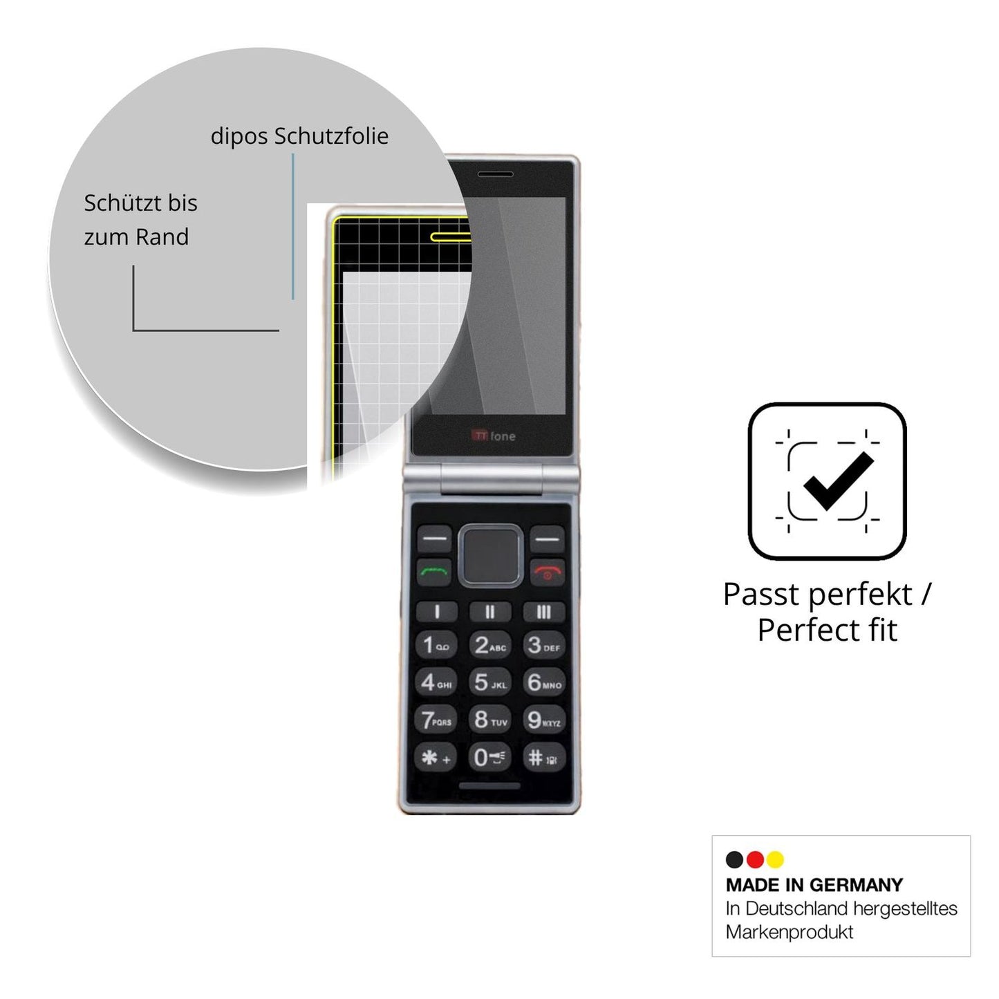 Schutz gegen Kratzer auf dem TTfone TT990 4G Glas durch Schlüssel oder Ähnliches