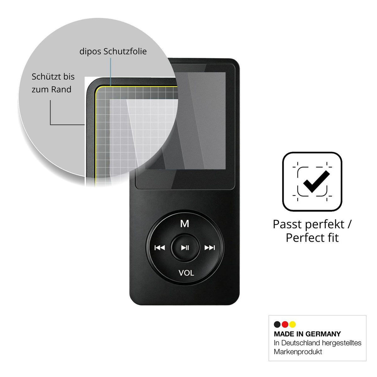 Schutz gegen Kratzer auf dem Witfoam SHD151 MP3-Player Glas durch Schlüssel oder Ähnliches