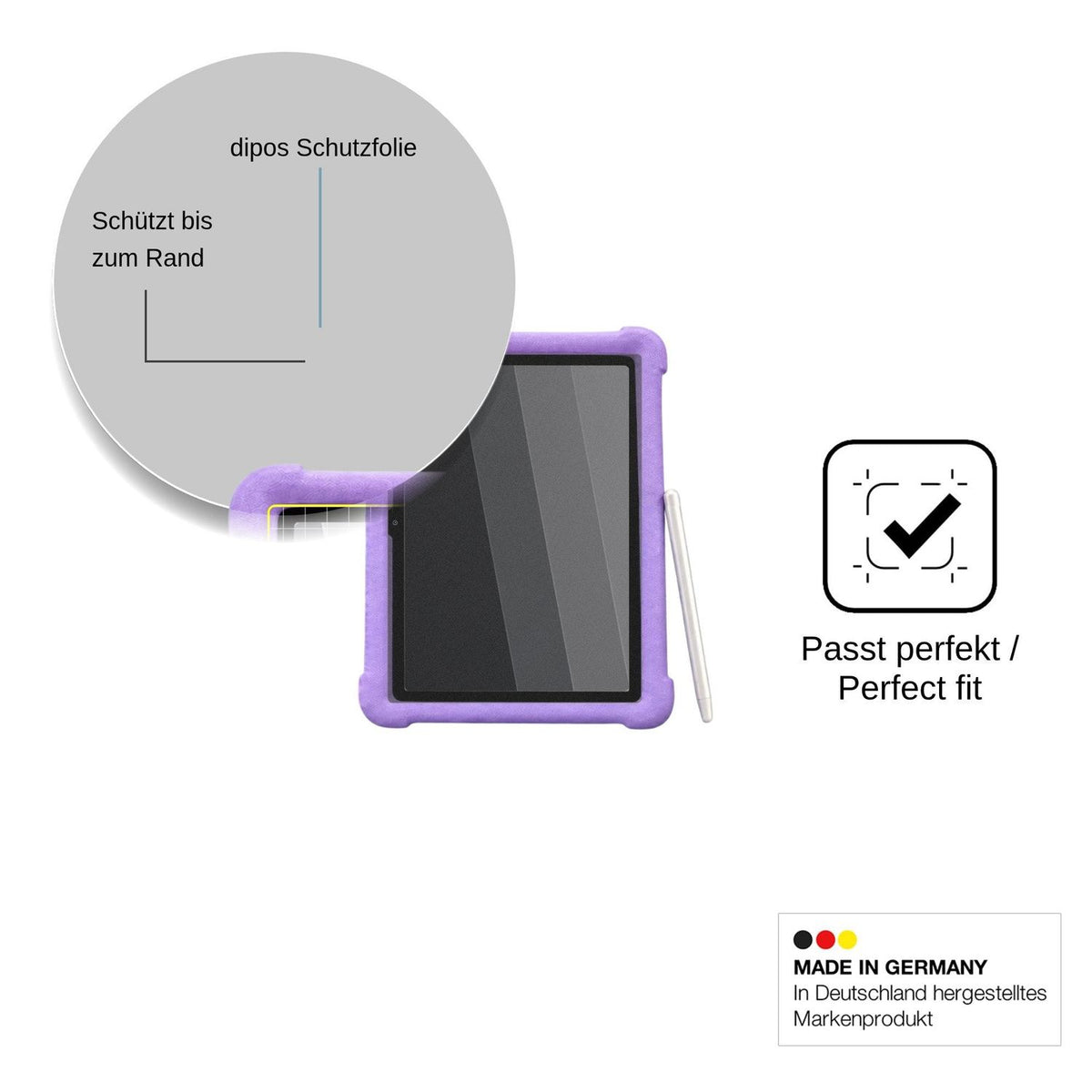 Blickschutzfolie für ZONKO Kinder Tablet 10 matt Schutzfolie Privacy