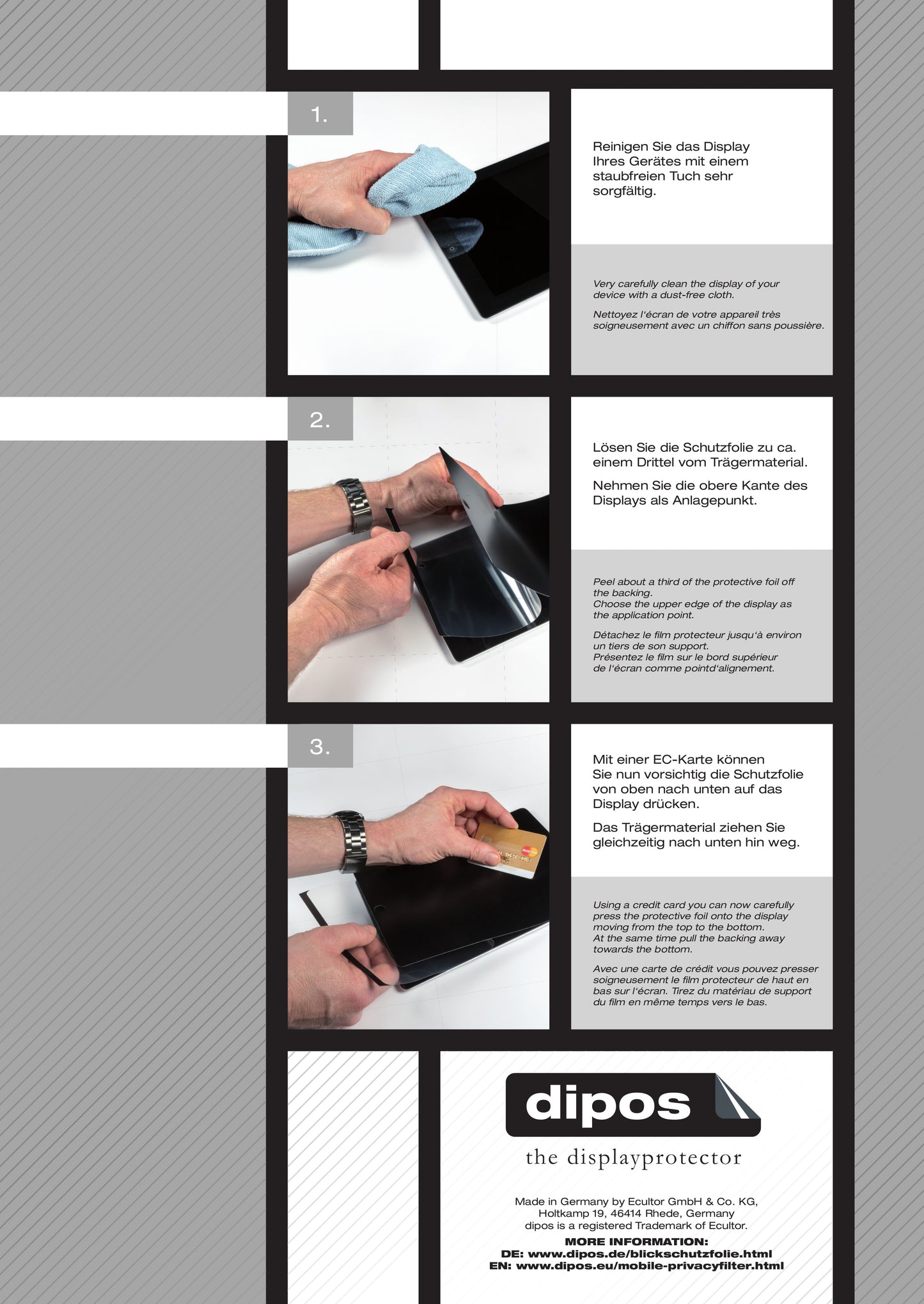 Blickschutzfolie für Apple iPad Pro 11 Zoll Wifi (2020) matt Schutzfolie Privacy