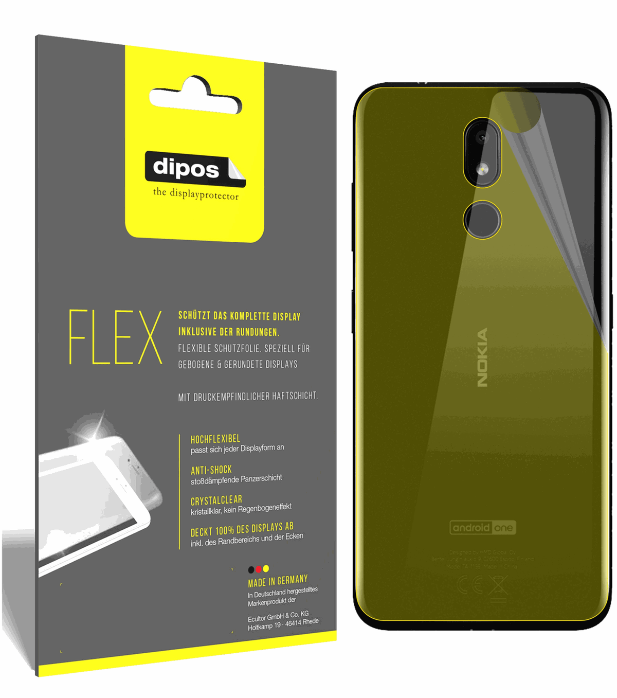 3x 3D Full Cover Schutzfolie für Nokia 3.2 Rückseite