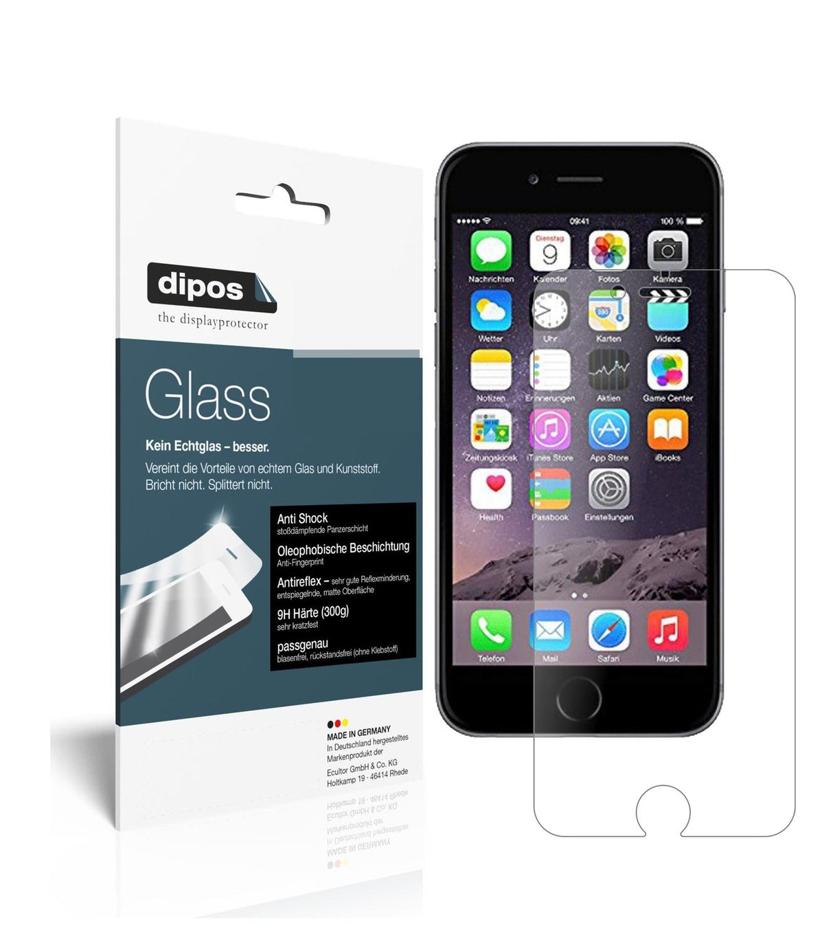 Matte Displayschutzfolie von dipos passend für Apple iPhone 6 / 6S / 7, 9H kratzfest und blasenfrei montiert